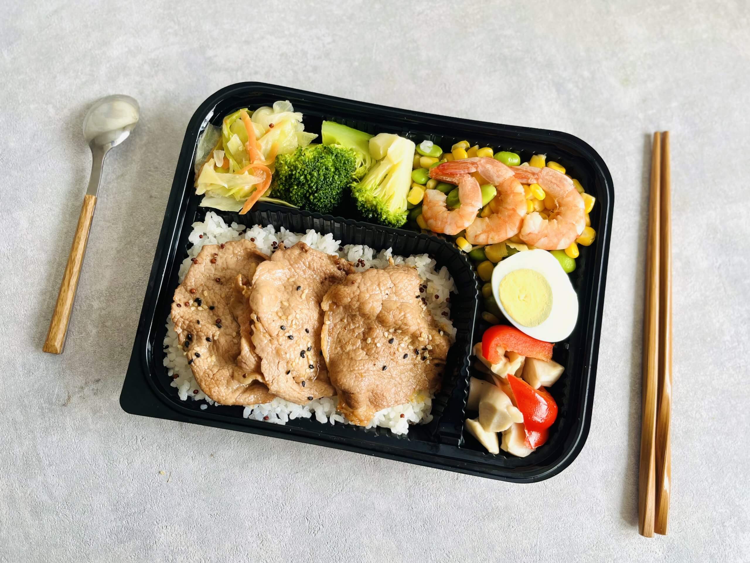 嫩煎里肌 × 白酒鮮蝦低GI健康便當餐